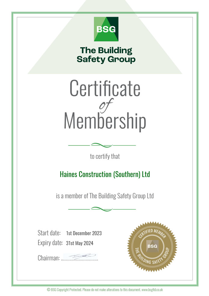 BSG certificate of membership